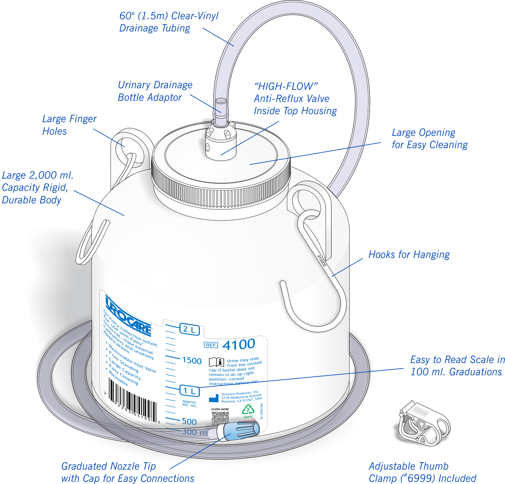 Item #4100 Urinary Drainage Bottle - click to view larger